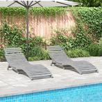 vidaXL Ligbedden 2 st 184x55x64 cm massief acaciahout grijs, Verzenden, Nieuw