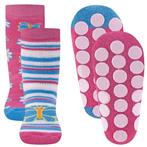 2-pack Antislipsokken Ewers - Donkerroze met Vlinder en Stre, Meisje, Nieuw, Ophalen of Verzenden, Ewers