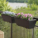vidaXL Plantenbakken 2 st met haken poly rattan zwart, Verzenden, Nieuw, Kunststof