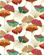 Jacquard Ginkgo Bloemen Wit, Hobby en Vrije tijd, Stoffen en Lappen, Nieuw, Wit