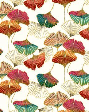 Jacquard Ginkgo Bloemen Wit, Hobby en Vrije tijd, Stoffen en Lappen, Wit, Nieuw
