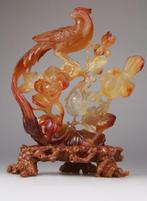 Chinese Carved Agate Stone Bird Phoenix Statue Chine - Agaat, Antiek en Kunst
