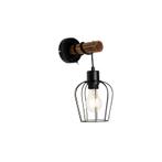 Landelijke wandlamp zwart met hout - Stronk, Huis en Inrichting, Lampen | Wandlampen, Nieuw, Overige materialen, Landelijk