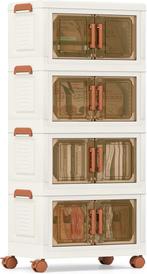 Opbergbox met deksel - Opbergdoos - 4x19L - Wit - COSTWAY, Huis en Inrichting, Woonaccessoires | Overige, Verzenden, Zo goed als nieuw