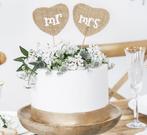 2-delige bruidstaart jute topper Mr & Mrs, Hobby en Vrije tijd, Taarten en Cupcakes maken, Verzenden, Nieuw, Taarten, Versiering