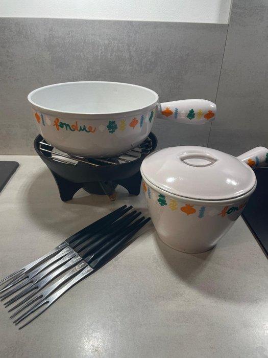 Le Creuset - Braadpan - Fondue Paon - Fonte, Antiek en Kunst, Antiek | Keukenbenodigdheden