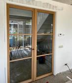 Eiken binnendeur met glas stomp en opdek, Binnendeur, Nieuw, Schuifdeur, 200 tot 215 cm