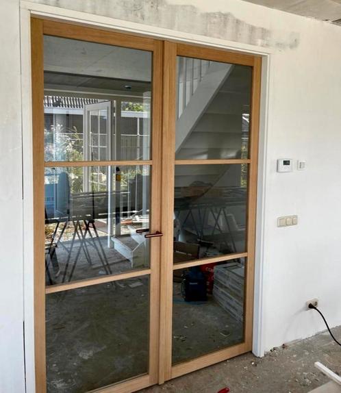 Eiken binnendeur met glas stomp en opdek, Doe-het-zelf en Verbouw, Deuren en Horren, Schuifdeur, Nieuw, Glas, Hout, Binnendeur