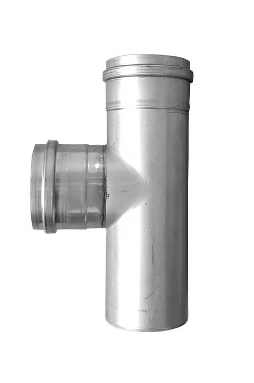 RVS pelletpijp enkelwandig T-stuk met mof F/F Ø100mm, Huis en Inrichting, Kachels, Vrijstaand, Nieuw, Hout, Ophalen of Verzenden