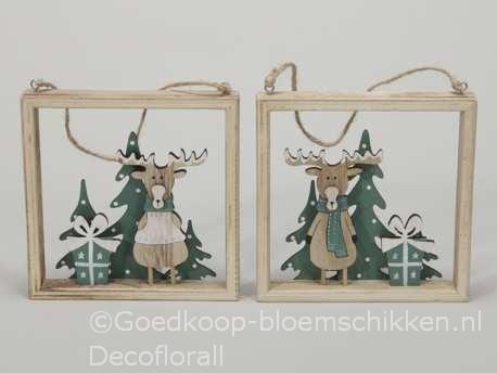 Houten Raam met rendier 14*14*2cm. Per STUK leuk cadeautje, Hobby en Vrije tijd, Knutselen, Nieuw, Ophalen of Verzenden
