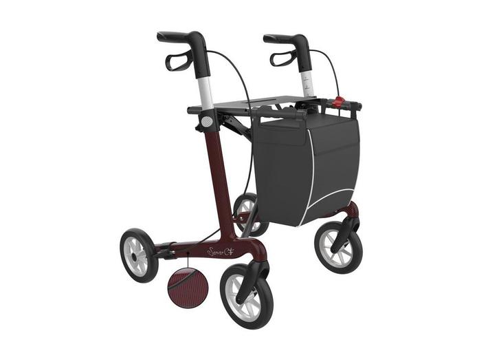 Rehasense Server CF Carbon rollator met dichte tas - Rood L, Diversen, Verpleegmiddelen, Nieuw, Ophalen of Verzenden