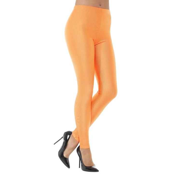 Elastische neon oranje dames legging - Leggings, Hobby en Vrije tijd, Feestartikelen, Ophalen of Verzenden