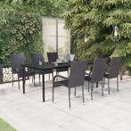 vidaXL 7-delige Tuinset zwart, 6 zitplaatsen, Nieuw, Tuinset, Verzenden