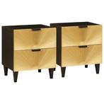 vidaXL Nachtkastje met lade 2 pcs Zwart en Goud 40 x 33.5 x, Minder dan 45 cm, Verzenden, Nieuw, Minder dan 55 cm