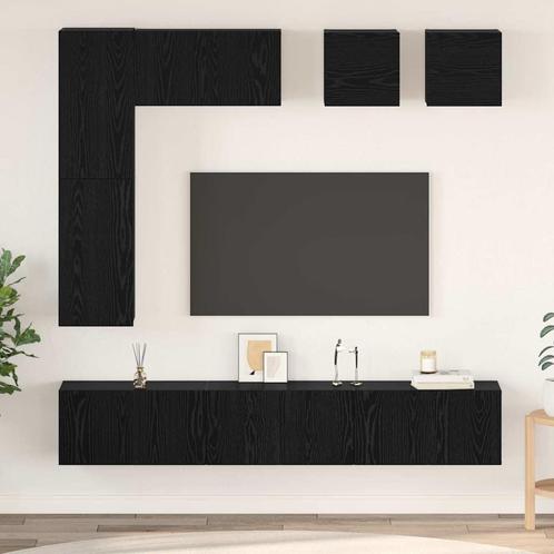 vidaXL Tv-meubelset 8 pcs Zwart eiken Bewerkt hout, Huis en Inrichting, Kasten | Televisiemeubels, Nieuw, Minder dan 50 cm, Overige houtsoorten
