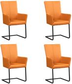 Set van 4 Lichtcognac leren industriële eetkamerstoelen - po, Huis en Inrichting, Stoelen, Overige kleuren, Nieuw, Leer, Ophalen of Verzenden