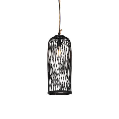 Landelijke buiten hanglamp zwart rotan 25 cm - Calamus, Huis en Inrichting, Lampen | Hanglampen