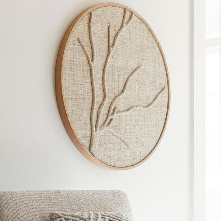 *WOONWINKEL* Must Living Jungle Rond Wandpaneel Jute Beige, Huis en Inrichting, Woonaccessoires | Schilderijen, Tekeningen en Foto's