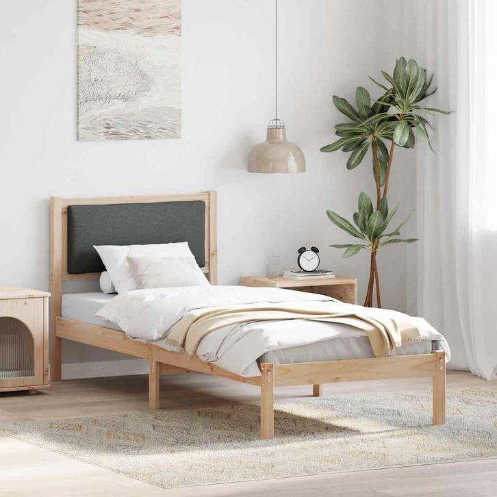 vidaXL Bedframe Donkergrijs 80 x 190 cm Massief grenenhout, Huis en Inrichting, Slaapkamer | Bedden, Grijs, Nieuw, Hout, Verzenden