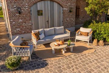 VDG Flora/Liv stoel-bank loungeset – Light rope/Teak beschikbaar voor biedingen