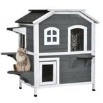 TRUUSK Kattenhuis Met Asfaltdak, Buitenkattenhut Met Trap, 2, Dieren en Toebehoren, Katten-accessoires, Verzenden, Nieuw