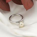 Witgouden Phlox ring gezet met Zuidzee parel en diamant..., Sieraden, Tassen en Uiterlijk, 18 tot 19, Gebruikt, Overige kleuren