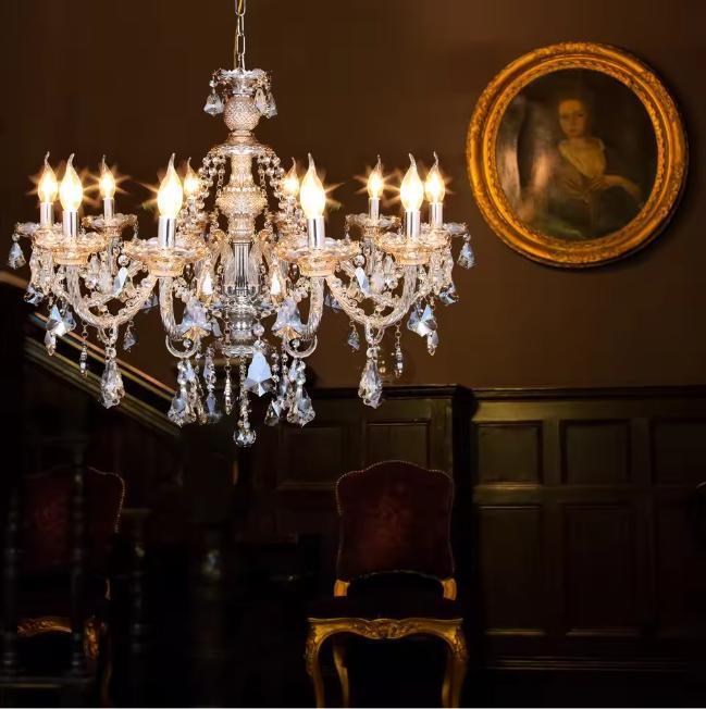 Luxe Kristallen Kroonluchter – 10 Armen Cognac Glas Design, Huis en Inrichting, Lampen | Hanglampen, Nieuw, Verzenden