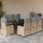 vidaXL 9-delige Tuinset met kussens poly rattan gemengd, Nieuw, 8 zitplaatsen, Tuinset, Verzenden
