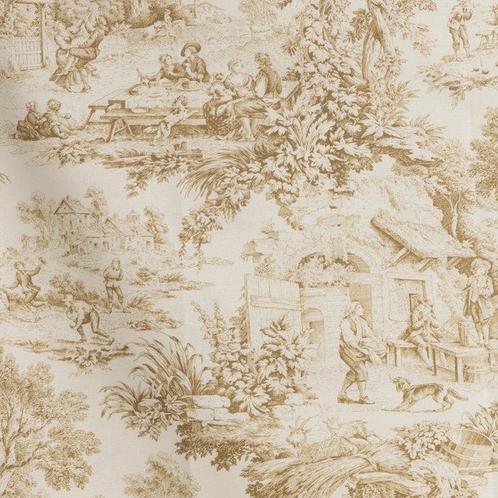 Verfijnde beige Toile de Jouy - Meubelstof - 250 cm - 280 cm, Antiek en Kunst, Antiek | Kleden en Textiel