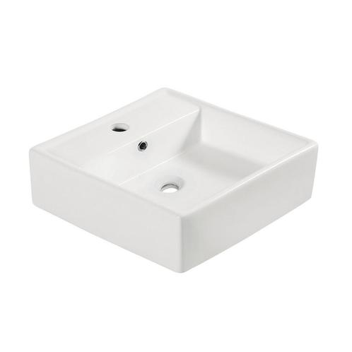 Wastafel Wiesbaden Larx Vierkant Keramiek 38x38x13cm (met, Doe-het-zelf en Verbouw, Sanitair, Overige typen, Nieuw, Ophalen of Verzenden