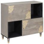 vidaXL Dressoir Grijs en Goud 80 x 33.5 x 75 cm Massief, Huis en Inrichting, Woonaccessoires | Cd- en Dvd-rekken, Verzenden, Nieuw