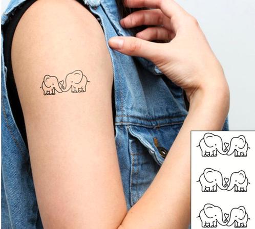 Tijdelijke Tattoo met Verliefde Olifant, Sieraden, Tassen en Uiterlijk, Overige Accessoires, Verzenden