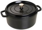 Staub Ronde Stoofpan 26 cm Zwart – 5,2L Gietijzeren Cocotte, Ophalen of Verzenden, Nieuw