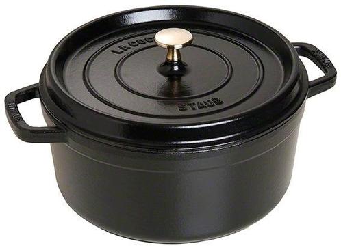 Staub Ronde Stoofpan 26 cm Zwart – 5,2L Gietijzeren Cocotte, Huis en Inrichting, Keuken | Potten en Pannen, Ophalen of Verzenden