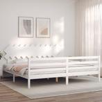vidaXL Bedframe met hoofdbord massief hout wit 200x200 cm, Huis en Inrichting, Slaapkamer | Bedden, Verzenden, Wit, Overige maten