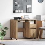 vidaXL Bureau met Wielen artisanaal eikenkleurig 91 x 50 x, Verzenden, Nieuw