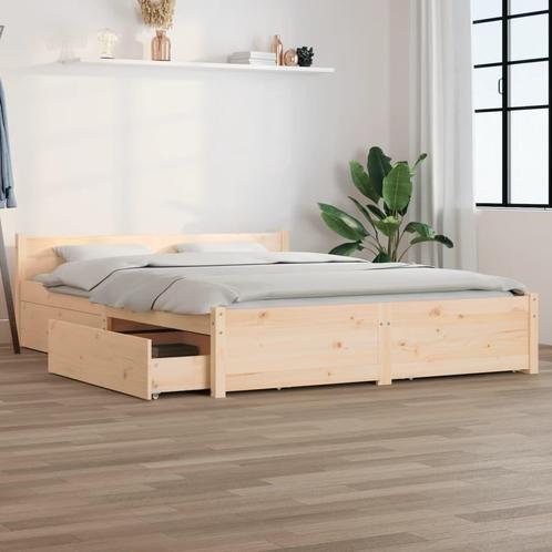 vidaXL Bedframe met lades 140x200 cm, Huis en Inrichting, Slaapkamer | Bedden, 140 cm, 200 cm, Bruin, Tweepersoons, Nieuw, Hout