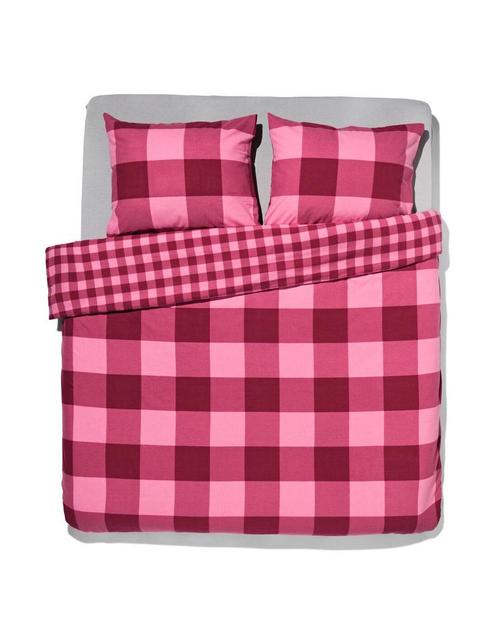 HEMA Dekbedovertrek flanel 240x200/220 ruit roze rood, Huis en Inrichting, Slaapkamer | Beddengoed, Nieuw, Verzenden