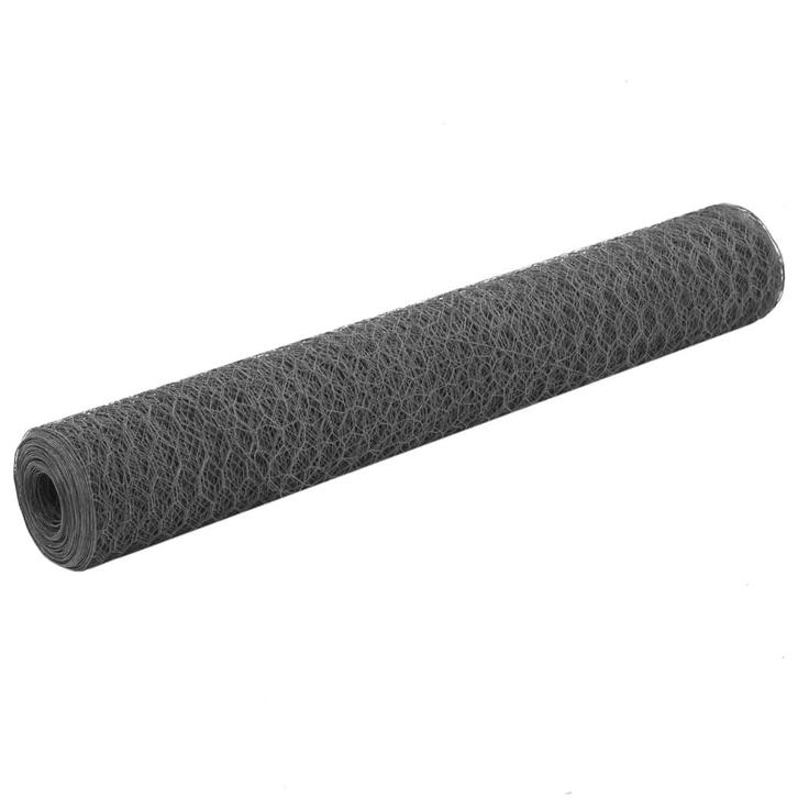 vidaXL Kippengaas 25x1 m staal met PVC coating grijs, Tuin en Terras, Schuttingen, Nieuw, IJzer, 1 tot 2 meter, Verzenden