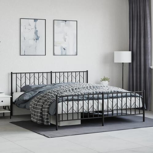 vidaXL Bedframe met voetbord zonder matras metaal zwart, Huis en Inrichting, Slaapkamer | Bedden, 80 cm, 200 cm, Zwart, Eenpersoons