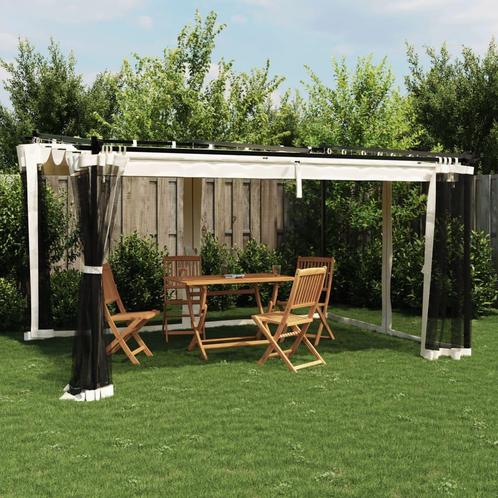 vidaXL Prieel met zijwanden van gaas 4x3 m staal, Tuin en Terras, Partytenten, Nieuw, Verzenden