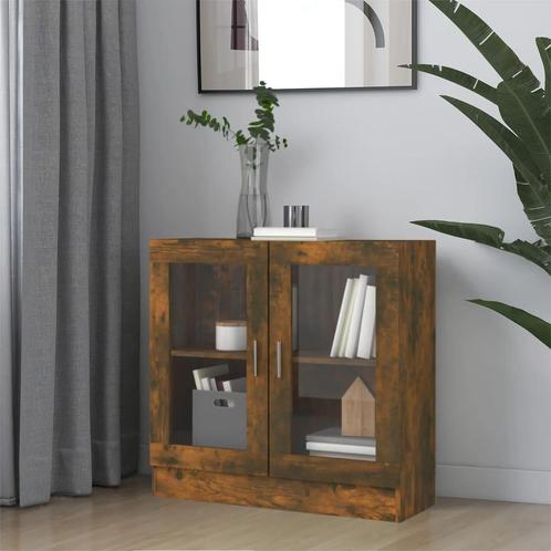 vidaXL Vitrinekast 82,5x30,5x80 cm bewerkt hout gerookt, Huis en Inrichting, Kasten | Boekenkasten, 25 tot 50 cm, Nieuw, Overige houtsoorten