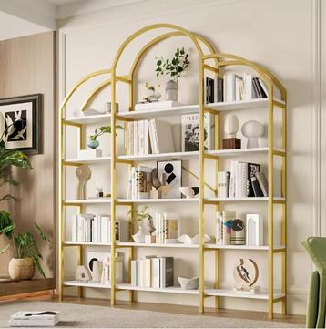 Minimalistisch Wandrek – 5 Lagen Goud Wit Staal en MDF beschikbaar voor biedingen
