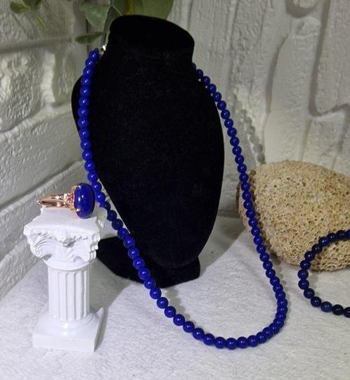 Natuurlijke Lapis Lazuli Sieradenset - ketting, armband en, Verzamelen, Mineralen en Fossielen