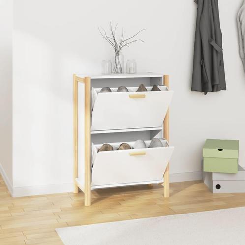 vidaXL Schoenenkast 57,5x33x80 cm bewerkt hout wit, Huis en Inrichting, Kasten | Schoenenrekken, Nieuw, Verzenden