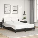 vidaXL Bedframe met hoofdbord kunstleer zwart en wit 140x190, Overige materialen, Verzenden, Wit, Nieuw