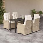 vidaXL 5-delige Tuinset met kussens poly rattan beige, Tuin en Terras, 4 zitplaatsen, Nieuw, Tuinset, Verzenden