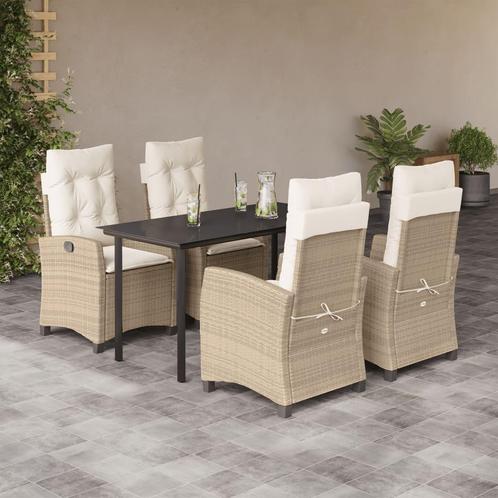 vidaXL 5-delige Tuinset met kussens poly rattan beige, Tuin en Terras, Tuinsets en Loungesets, Tuinset, Nieuw, 4 zitplaatsen, Rotan