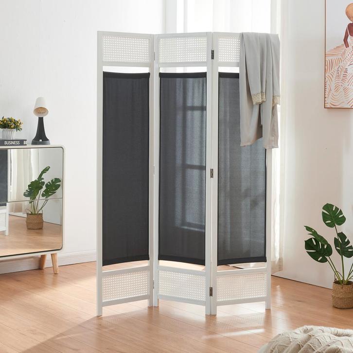 Kamerscherm Dorotea scheidingswand 120x170 cm wit en donkerg, Huis en Inrichting, Woonaccessoires | Kamerschermen, Verzenden