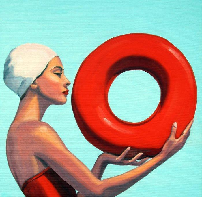 Christophe Gastaldi - Baigneuse - XL, Antiek en Kunst, Kunst | Schilderijen | Modern